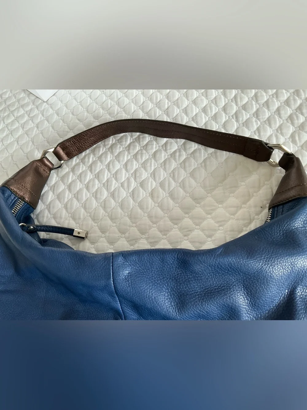 b. makowsky Blue, Black, Brown Pebble Leather Hobo Shoulder Bag